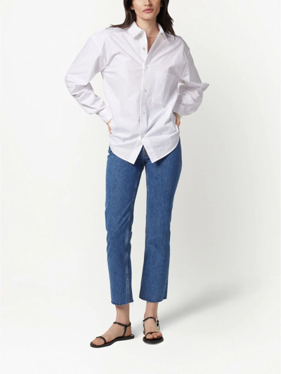 扇贝边饰长袖棉衬衫