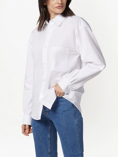 Shop Equipment Scallop-trim Long-sleeve Cotton Shirt In White