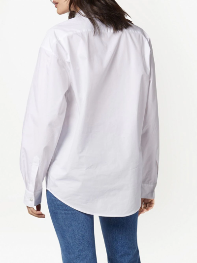 扇贝边饰长袖棉衬衫