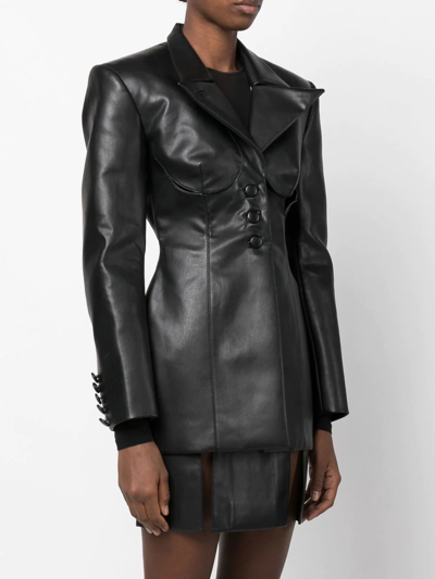 Shop Aleksandre Akhalkatsishvili Cut-out Faux Leather Blazer In Black