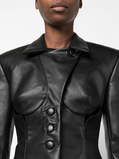 Shop Aleksandre Akhalkatsishvili Cut-out Faux Leather Blazer In Black
