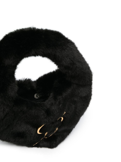 Shop Blumarine Logo-plaque Faux Fur Tote Bag In Black