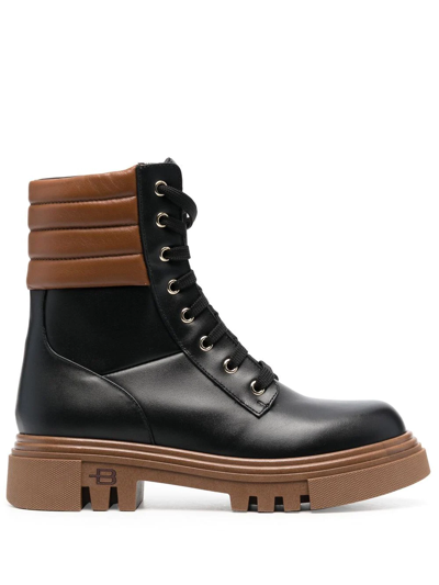 Shop Baldinini Leather Combat Boot In Black