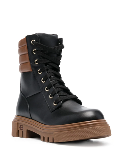 Baldinini Leather Combat Boot In Black