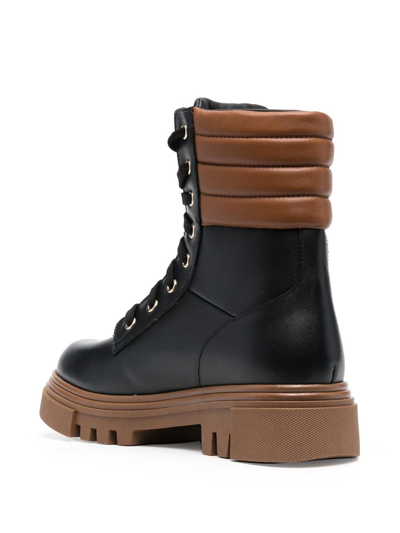 Shop Baldinini Leather Combat Boot In Black