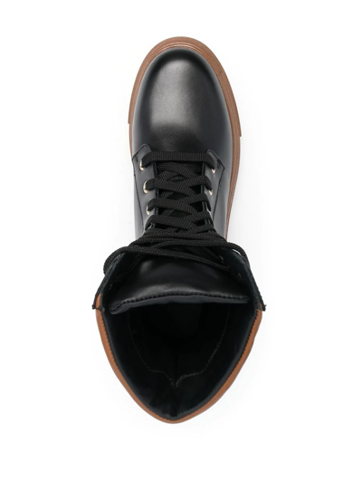 Shop Baldinini Leather Combat Boot In Black