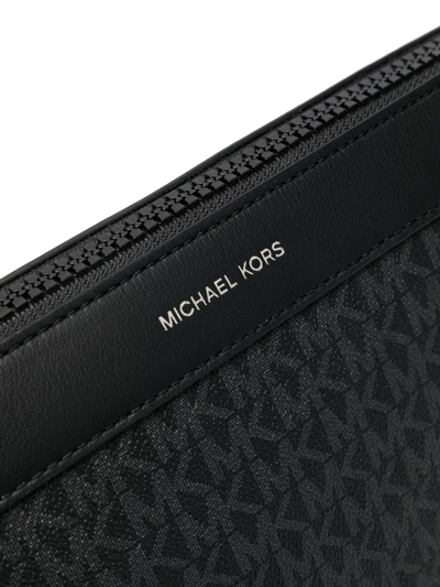 Shop Michael Kors Greyson Monogram-print Messenger Bag In Black