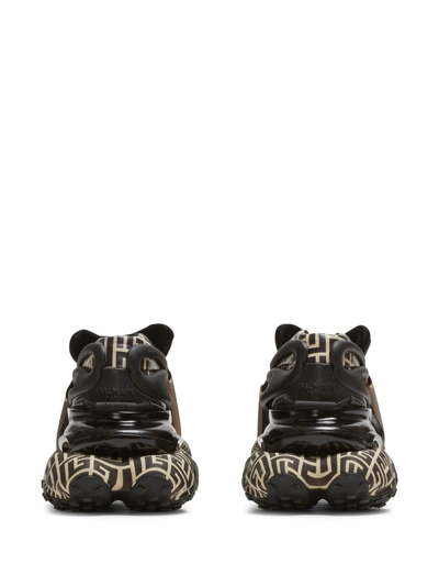 Shop Balmain Monogram Unicorn Low-top Sneakers In Black