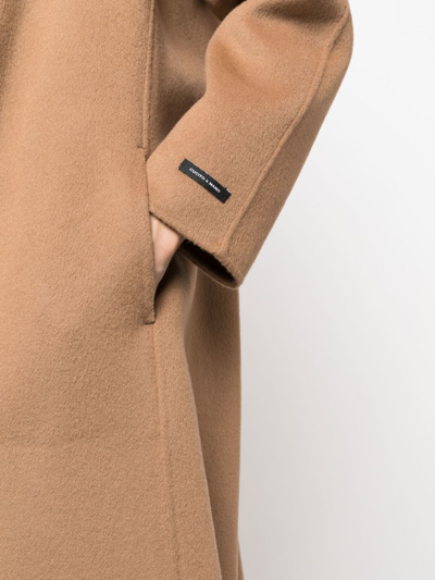 Shop Paltò Belted Wide-lapel Coat In Brown