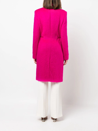 Shop Genny High-collar Belted Coat In Pink