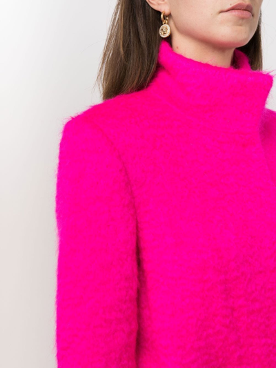 Shop Genny High-collar Belted Coat In Pink