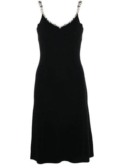 Shop Paco Rabanne Chain-trim Knitted Midi Dress In Black