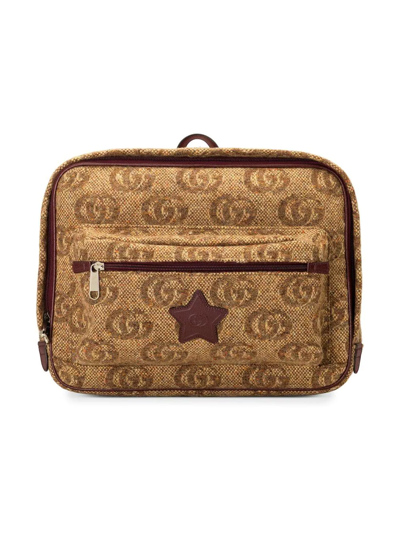 Shop Gucci Double G-print Wool Backpack In Brown