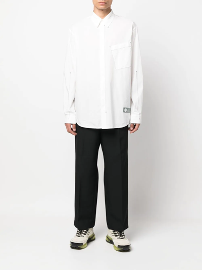 Oamc Asymmetric Pocket Long Sleeve Shirt In White