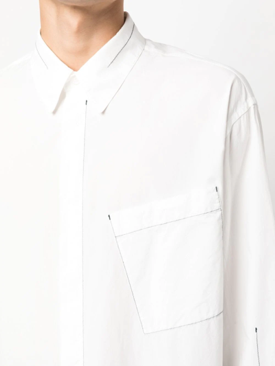 Oamc Asymmetric Pocket Long Sleeve Shirt In White