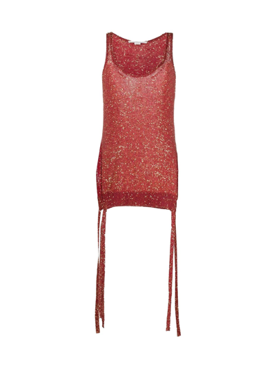 Shop Stella Mccartney Sequin Drip Knit Top In Rust