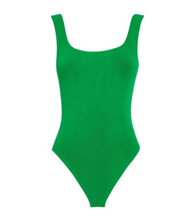 Shop Hunza G Square-neck Prene Swimsuit In Green