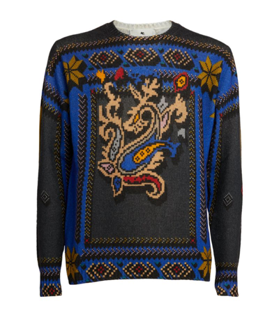 Shop Etro Wool Paisley Print Sweater In Blue