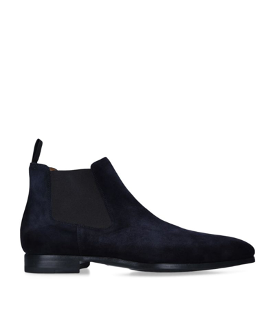 Shop Magnanni Suede Chelsea Boots In Navy