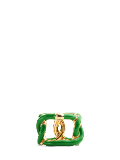 Shop Bottega Veneta Chains Ring In Oro/verde