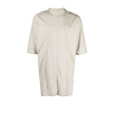 Shop Rick Owens Grey Grid Long Cotton T-shirt