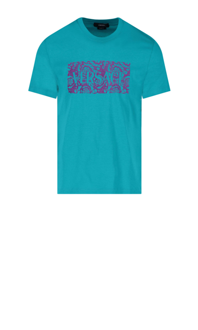 Shop Versace T-shirt In Blue