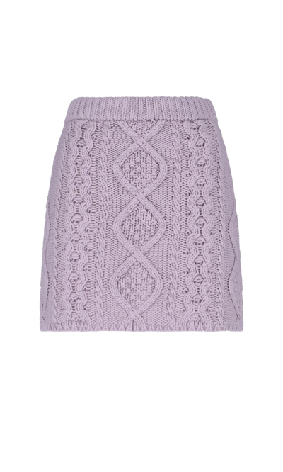 Rokh Cable-knit Mid-ride Skirt In Violet