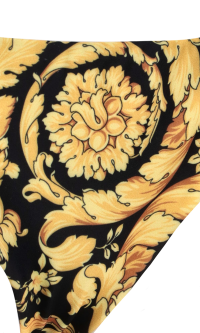 Versace Barocco-print Side-tie Bikini Bottoms In Black