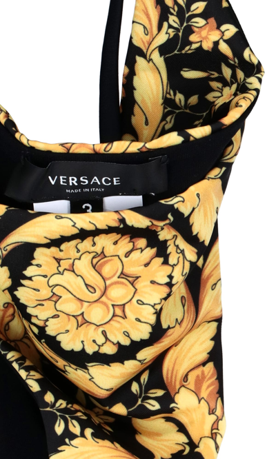 Versace Barocco-print Side-tie Bikini Bottoms In Black