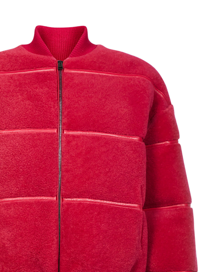 Tom Ford Shaved Shearling Padded Bomber Jacket In Fuxia | ModeSens