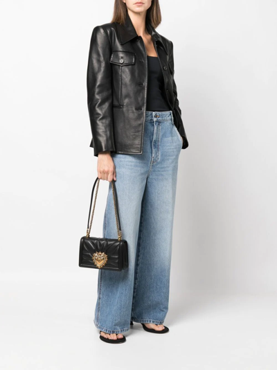 Dolce & Gabbana Medium Devotion Quilted Crossbody Bag In Schwarz