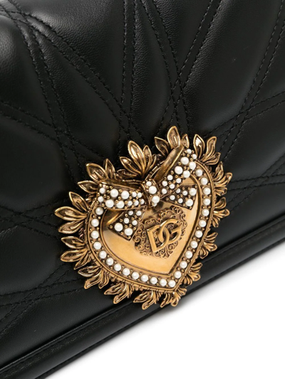 Dolce & Gabbana Medium Devotion Quilted Crossbody Bag In Schwarz