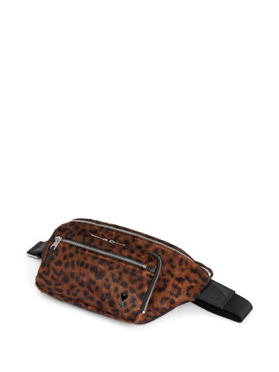 Shop Ami Alexandre Mattiussi Leopard-print Belt Bag In 202