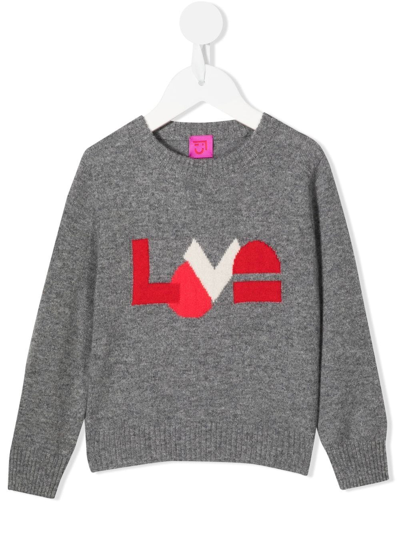 Shop Cashmere In Love Love Intarsia-knit Cashmere Jumper In Grau