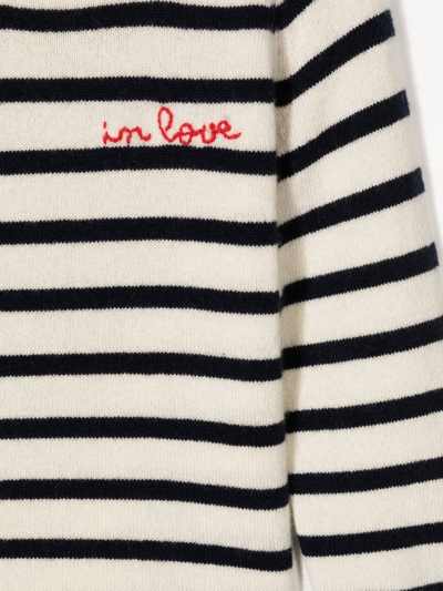 Shop Cashmere In Love Striped Cashmere Jumper In Weiss
