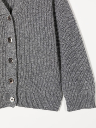Shop Cashmere In Love Mimi Ribbed-knit Cashmere Cardigan In Grau