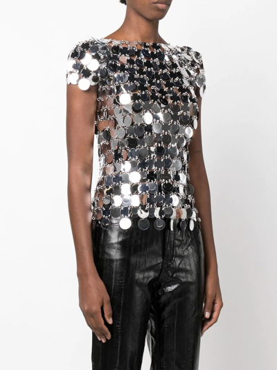 Rabanne The Iconic Silver Sparkle Discs Top Silver In Silber
