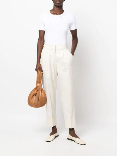 Peserico Stretch-jersey Micro-rib T-shirt In Weiss