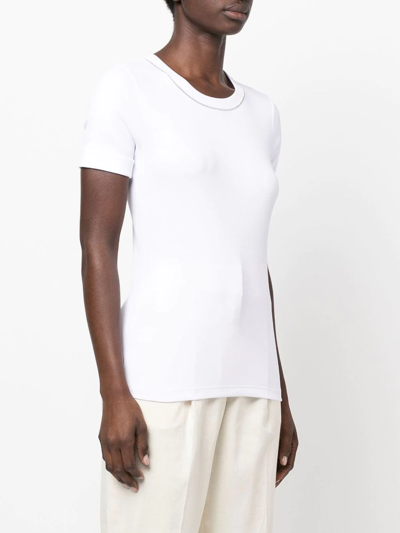 Peserico Stretch-jersey Micro-rib T-shirt In Weiss