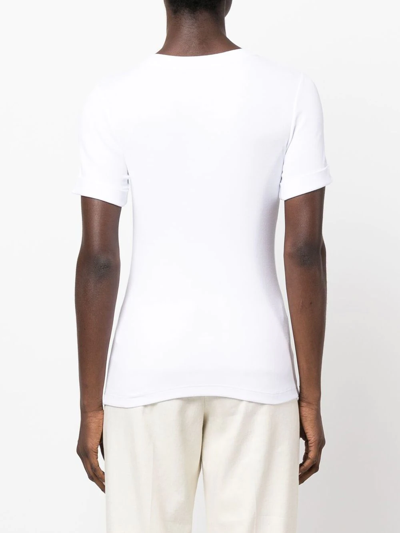 Peserico Stretch-jersey Micro-rib T-shirt In Weiss