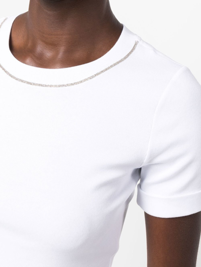 Shop Peserico Stretch-jersey Micro-rib T-shirt In Weiss