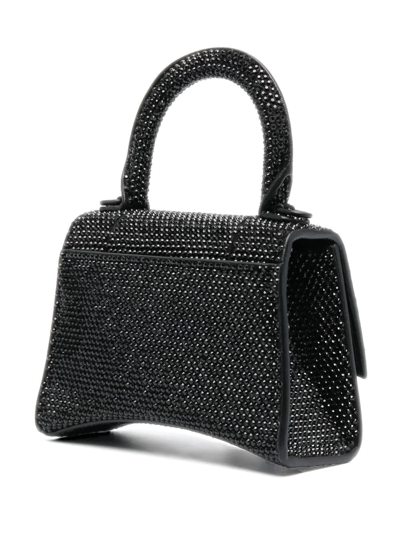 Shop Balenciaga Hourglass Crystal-embellished Mini Bag In Black
