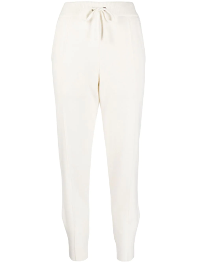 Pringle Of Scotland Fine-knit Track Pants In Weiss