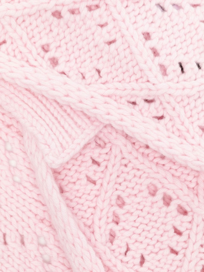 Shop Pringle Of Scotland Diamond Eyelet-stitch Wool Scarf In Rosa