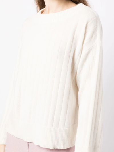 Shop Pringle Of Scotland Wide-neck Ribbed-knit Jumper In Weiss