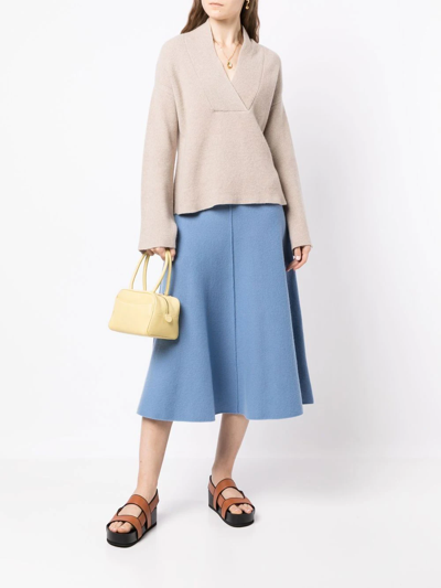 Pringle Of Scotland Ribbed-knit Shawl-neck Jumper In Nude