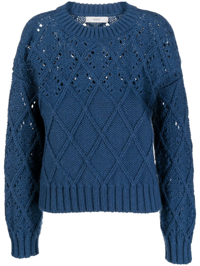 Shop Pringle Of Scotland Diamond-pattern Wool Jumper In Blau