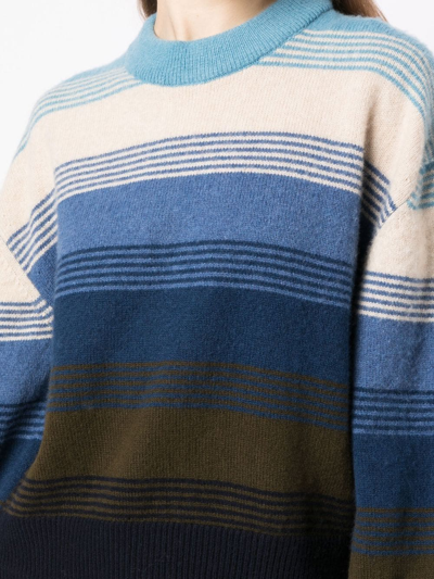 Shop Pringle Of Scotland Striped Wool Jumper In Blau