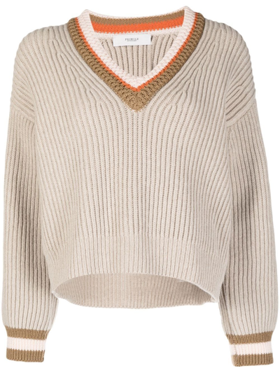Shop Pringle Of Scotland Chunky Ribbed-knit Jumper In Braun