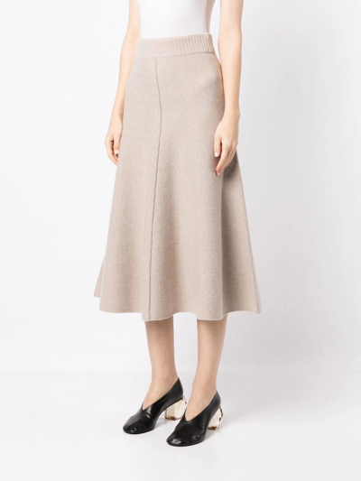 Shop Pringle Of Scotland Fine-knit Cashmere Midi Skirt In Nude